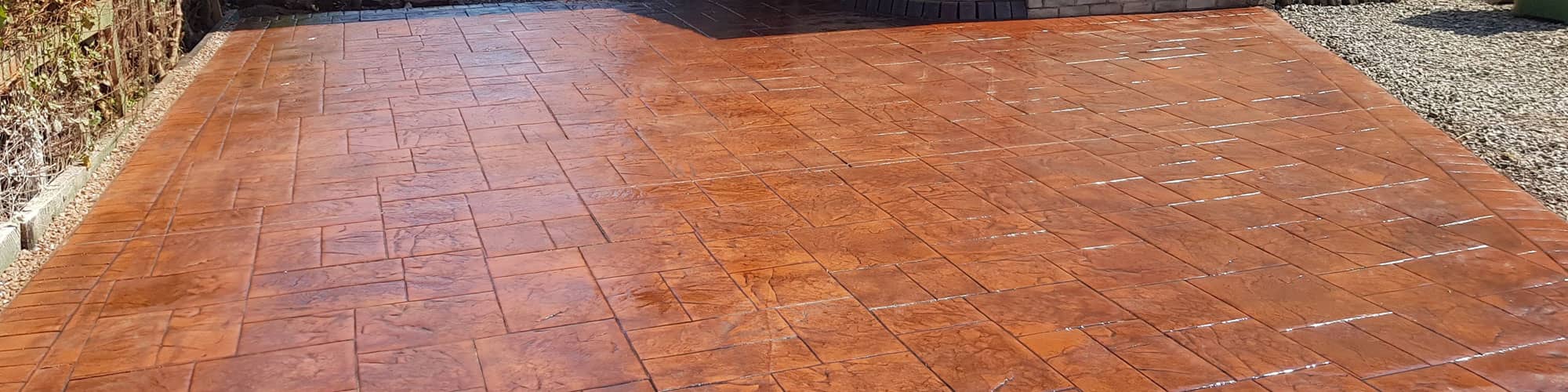 Patterned concrete driveway at Chester property